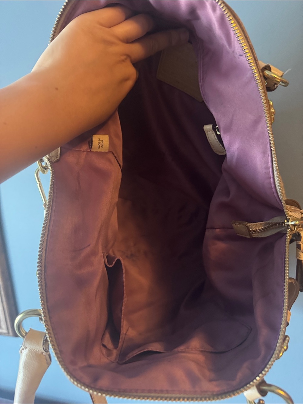 Coach Tan Leather Satchel with Gold Hardware - Picture 12 of 14